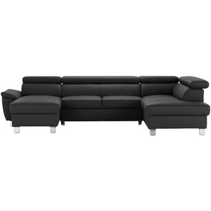 uno Wohnlandschaft aus Echtleder Avola ¦ schwarz ¦ Maße (cm): B: 315 H: 90 T: 208.0