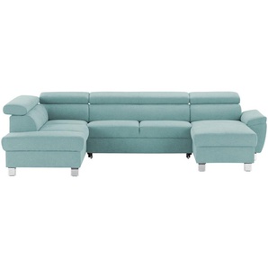 uno Wohnlandschaft aus Mikrofaser Avola ¦ türkis/petrol ¦ Maße (cm): B: 318 H: 90 T: 208.0