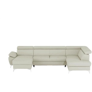 uno Wohnlandschaft mit verstellbarem Kopfteil Apollo ¦ grau ¦ Maße (cm): B: 338 H: 96 T: 210.0
