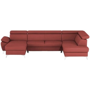 uno Wohnlandschaft mit verstellbarem Kopfteil Apollo ¦ rot ¦ Maße (cm): B: 338 H: 96 T: 210.0