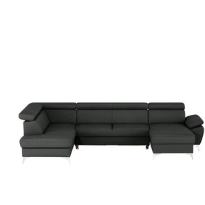 uno Wohnlandschaft mit verstellbarem Kopfteil Apollo ¦ schwarz ¦ Maße (cm): B: 338 H: 96 T: 210.0