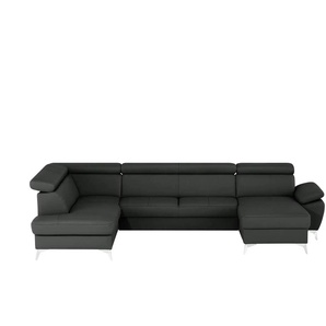 uno Wohnlandschaft mit verstellbarem Kopfteil Apollo ¦ schwarz ¦ Maße (cm): B: 338 H: 96 T: 210.0