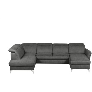 uno Wohnlandschaft Wildleder-Optik Basel ¦ grau ¦ Maße (cm): B: 304 H: 100 T: 200.0