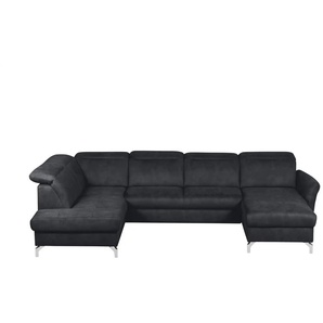 uno Wohnlandschaft Wildleder-Optik Basel ¦ schwarz ¦ Maße (cm): B: 304 H: 100 T: 200.0