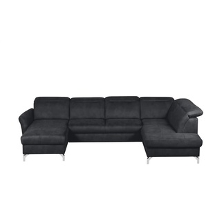 uno Wohnlandschaft Wildleder-Optik Basel ¦ schwarz ¦ Maße (cm): B: 304 H: 100 T: 200.0