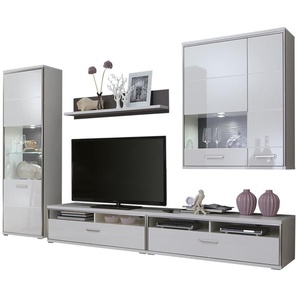 uno Wohnwand  Setto ¦ weiß ¦ Maße (cm): B: 312 H: 201 T: 41