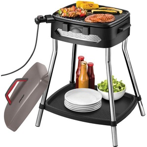 Elektro-Standgrill UNOLD Barbecue Power Grill 58580 Kontaktgrill_Standgrill_Tischgrill_Teppanyakigrill schwarz (schwarz, grau, edelstahl) Stand-Elektrogrills