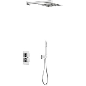 Vente-unique - Unterputz-Duschset mit Thermostat-Mischbatterie - Ausführung Nickel gebürstet - terek