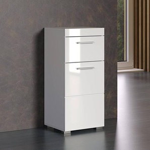Unterschrank 37cm Weiß/Hochglanz Weiß