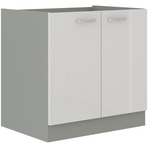 Unterschrank 80 Bianca Weiß Hochglanz + Grau Küchenzeile Küchenblock Küche