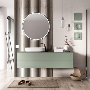 Unterschrank Bernstein milou 140cm 2 Schubladen für Aufsatzwaschbecken Farbe: Jadegrün matt