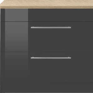 Unterschrank HELD MÖBEL Wien Schränke Gr. B/H/T: 100 cm x 85 cm x 60 cm, grau (grau hochglanz) Unterschränke 100 cm breit, auch als Kochfeldumbauschrank nutzbar