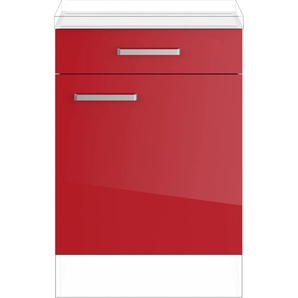 Unterschrank IMPULS KÜCHEN Schränke Gr. B/H/T: 60 cm x 72,3 cm x 57,9 cm, Rot Hochglanz-rechts, 1 St., rot (rot hochglanz) Unterschränke
