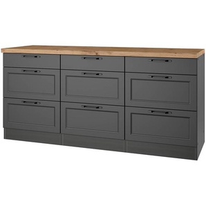 Unterschrank Meran 6 Auszüge 180 x 86 x 60cm Grau/Matt Grau