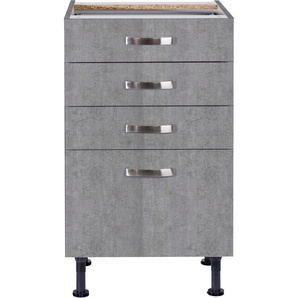 Unterschrank OPTIFIT Cara Schränke Gr. B/H/T: 50 cm x 87 cm x 58,4 cm, grau (beton, beton) Unterschränke Breite 50 cm, mit Vollauszügen und Soft-Close-Funktion