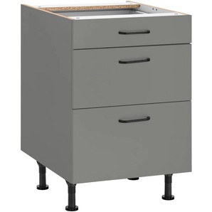 Unterschrank OPTIFIT Elga Schränke Gr. B/H/T: 60 cm x 87 cm x 58,4 cm, grau (basaltgrau, basaltgrau) Unterschränke mit Soft-Close-Funktion, höhenverstellbare Füße, Breite 60 cm