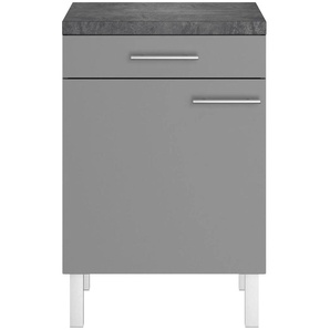 Unterschrank OPTIFIT Lilly Schränke Gr. B/H/T: 60 cm x 90 cm x 60 cm, 1 St., grau (basalt grau, basalt, black stone) Unterschränke Breite 60 cm, 1 Tür, Schubkasten