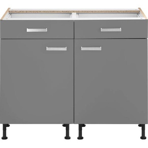 Unterschrank OPTIFIT Parma Schränke Gr. B/H/T: 100 cm x 87 cm x 58,4 cm, 2 St., Komplettausführung, grau (basaltgrau) Unterschränke Breite 100 cm
