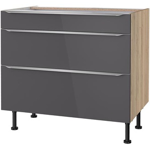 Unterschrank II 90cm Grau/Anthrazit/Wildeiche