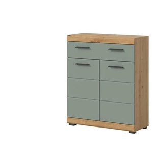 Unterschrank SCHLOONSEE  Breite 74cm  2 Tür  1 Schubkasten  2 Fächer  MDF-Front in verschiedenen Farben erhältlich  Badmöbel  Badschrank  Kommode  Bad  Schloonsee ¦ grün ¦ Maße (cm): B: 74 H: 88