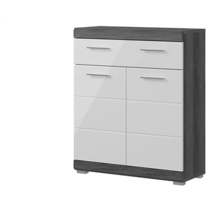 Unterschrank SCHLOONSEE  Breite 74cm  2 Tür  1 Schubkasten  2 Fächer  MDF-Front in verschiedenen Farben erhältlich  Badmöbel  Badschrank  Kommode  Bad  Schloonsee ¦ weiß ¦ Maße (cm): B: 74 H: 88