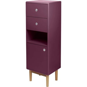 Unterschrank TOM TAILOR COLOR BATH Schränke Gr. B/H/T: 40 cm x 118 cm x 33 cm, 1 St., lila (plum) Bad-Unterschränke Schränke mit 1 Tür & 2 Schubladen, Push-to-Open, Füße Eiche, Breite 40 cm