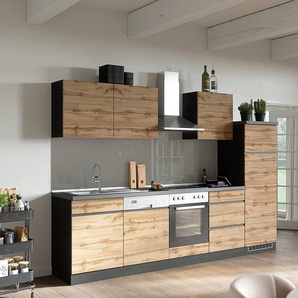 Unterschrank Turin 3 Schubkästen 60 x 86 x 60cm Braun/Grau/Wotaneiche Dekor/Graphit