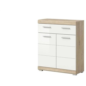 Unterschrank SCHLOONSEE  Breite 74cm  2 Tür  1 Schubkasten  2 Fächer  MDF-Front in verschiedenen Farben erhältlich  Badmöbel  Badschrank  Kommode  Bad  Schloonsee ¦ weiß ¦ Maße (cm): B: 74 H: 88