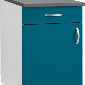 Unterschrank WIHO KÜCHEN Amrum Schränke Gr. B/H/T: 50 cm x 85 cm x 60 cm, 1 St., blau (ozeanblau, hellgrau) Unterschränke 50 cm breit