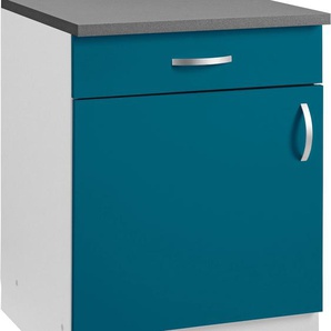 Unterschrank WIHO KÜCHEN Amrum Schränke Gr. B/H/T: 60 cm x 85 cm x 60 cm, 1 St., blau (ozeanblau, hellgrau) Unterschränke 60 cm breit