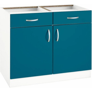 Unterschrank WIHO KÜCHEN Flexi Schränke Gr. B/H/T: 100 cm x 82 cm x 57 cm, blau (ozeanblau) Unterschränke Breite 100 cm