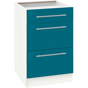 Unterschrank WIHO KÜCHEN Flexi2 Schränke Gr. B/H/T: 50 cm x 82 cm x 57 cm, blau (ozeanblau, weiß) Unterschränke Breite 50 cm