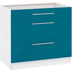 Unterschrank WIHO KÜCHEN Flexi2 Schränke Gr. B/H/T: 90 cm x 82 cm x 57 cm, blau (ozeanblau, weiß) Unterschränke Breite 90 cm