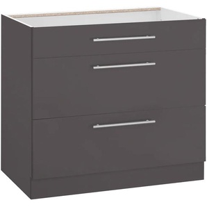 Unterschrank WIHO KÜCHEN Flexi2 Schränke Gr. B/H/T: 90 cm x 82 cm x 57 cm, grau (anthrazit, anthrazit) Unterschränke Breite 90 cm