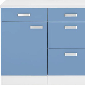 Unterschrank WIHO KÜCHEN Husum Schränke Gr. B/H/T: 150 cm x 85 cm x 60 cm, 2 St., blau (front: himmelblau, korpus: weiß) Unterschränke 150 cm breit