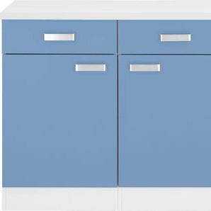Unterschrank WIHO KÜCHEN Husum Schränke Gr. B/H/T: 150 cm x 85 cm x 60 cm, 3 St., blau (front: himmelblau, korpus: weiß) Unterschränke