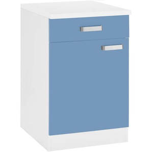 Unterschrank WIHO KÜCHEN Husum Schränke Gr. B/H/T: 50 cm x 85 cm x 60 cm, 1 St., blau (himmelblau, weiß) Unterschränke 50 cm breit