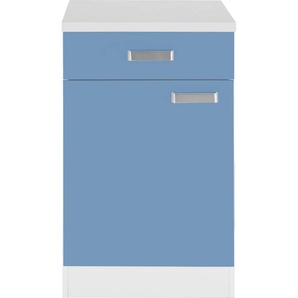 Unterschrank WIHO KÜCHEN Husum Schränke Gr. B/H/T: 50 cm x 85 cm x 60 cm, 1 St., blau (front: himmelblau, korpus: weiß) Unterschränke 50 cm breit