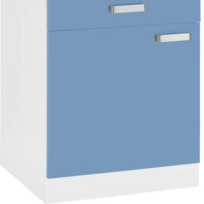 Unterschrank WIHO KÜCHEN Husum Schränke Gr. B/H/T: 60 cm x 85 cm x 60 cm, 1 St., blau (himmelblau, weiß) Unterschränke 60 cm breit