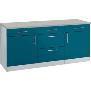 Unterschrank WIHO KÜCHEN Kiel Schränke Gr. B/H/T: 180 cm x 85 cm x 60 cm, 2 St., blau (ozeanblau) Unterschränke 180 cm breit
