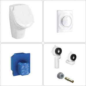 Urinalbecken mit Deckel und Grohe Zubehör Set, weiß