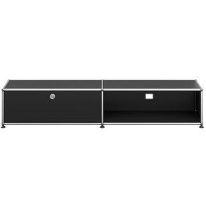 USM Lowboard graphitschwarz, Designer Prof. Fritz Haller, 29x153x38 cm