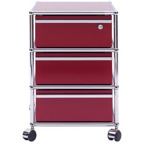 USM Rollcontainer rubinrot, Designer Prof. Fritz Haller, 61x42x53 cm