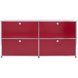 USM Sideboard rubinrot, Designer Prof. Fritz Haller, 74x153x38 cm