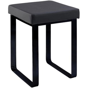 Badhocker, Schwarz, Metall, Textil, 37x47x35 cm, freistehend, Badaccessoires, Duschzubehör, Badhocker
