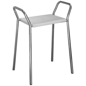 Badhocker, Weiß, Chrom, Metall, Kunststoff, 60x72x38 cm, mit Armlehne, Badaccessoires, Duschzubehör, Badhocker