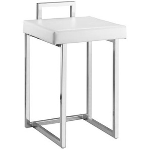 Badhocker, Weiß, Chrom, Metall, Textil, 38x57x37 cm, Badaccessoires, Duschzubehör, Badhocker