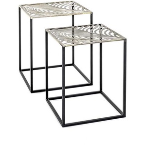 Beistelltischset, Schwarz, Bronze, Metall, 2-teilig, quadratisch, Flachrohr, Wohnzimmer, Wohnzimmertische, Satztische