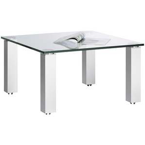Couchtisch, Silber, Metall, Glas, quadratisch, eckig, 80x44 cm, Wohnzimmer, Wohnzimmertische, Couchtische, Glas-Couchtische