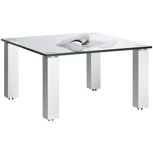 Couchtisch, Silber, Metall, Glas, quadratisch, eckig, 80x44x80 cm, Wohnzimmer, Wohnzimmertische, Couchtische, Glas-Couchtische